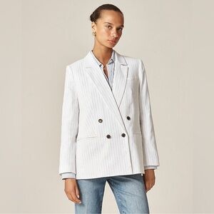 J. Crew Double-breasted Linen Blend Blazer in Pinstripe